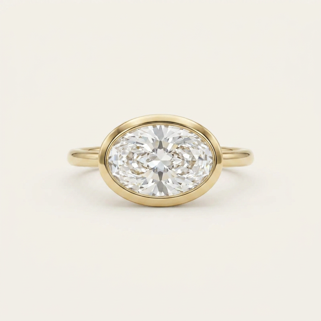 Moissanite 1.85 CT East-West Oval Cut Diamond Solitaire Ring