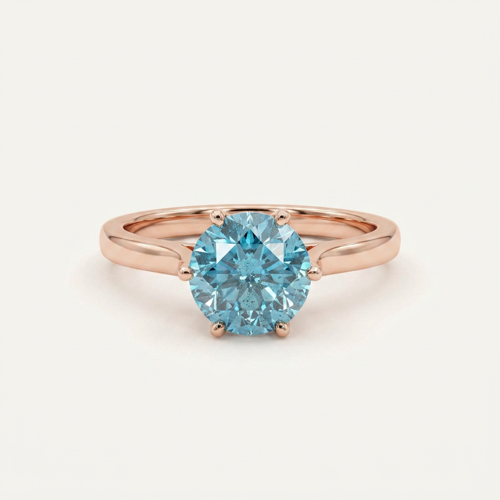 Moissanite 2.35 CT Portuguese Round Cut Diamond Solitaire Ring