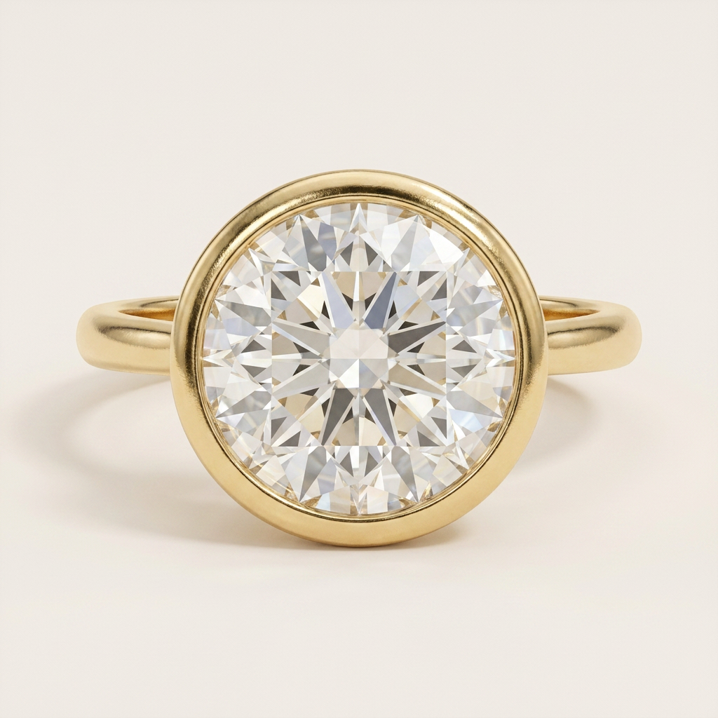 Moissanite 3.00 CT Round Cut Diamond Solitaire Ring (V-Moisaanite)