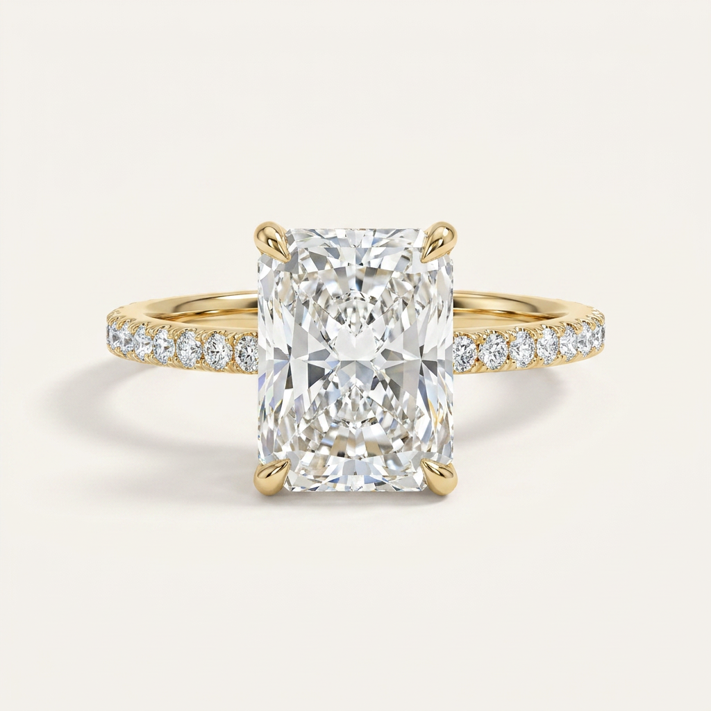 Moissanite 2.85 CT Radiant Cut Diamond Solitaire Ring