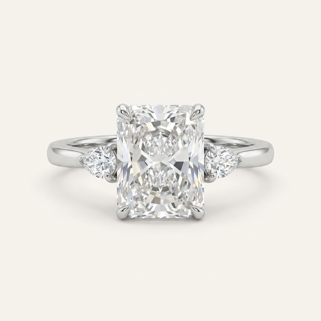 Lab Grown 2.05 CT Radiant & Pear Cut Diamond Three Stone Ring