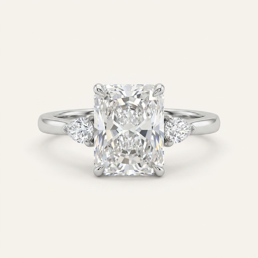 Lab Grown 2.05 CT Radiant & Pear Cut Diamond Three Stone Ring