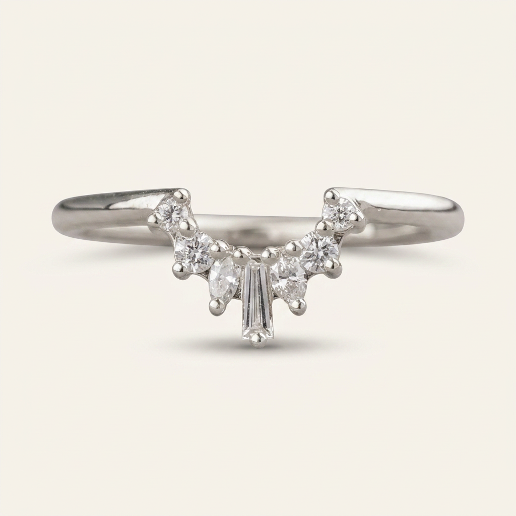 Moissanite 0.26 CT Marquise & Baguette Cut Diamond Ring