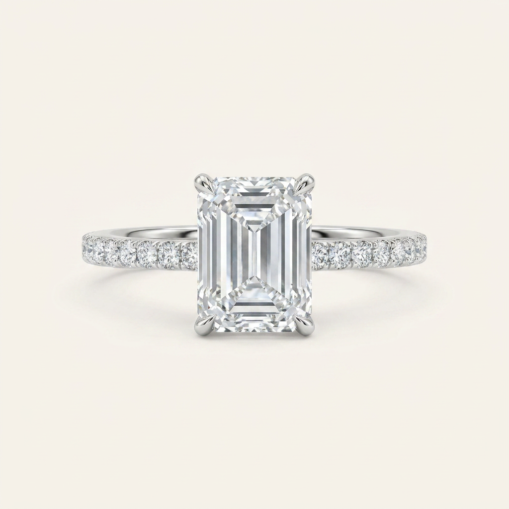 Moissanite 1.25 CT Emerald Cut Diamond Solitaire Ring