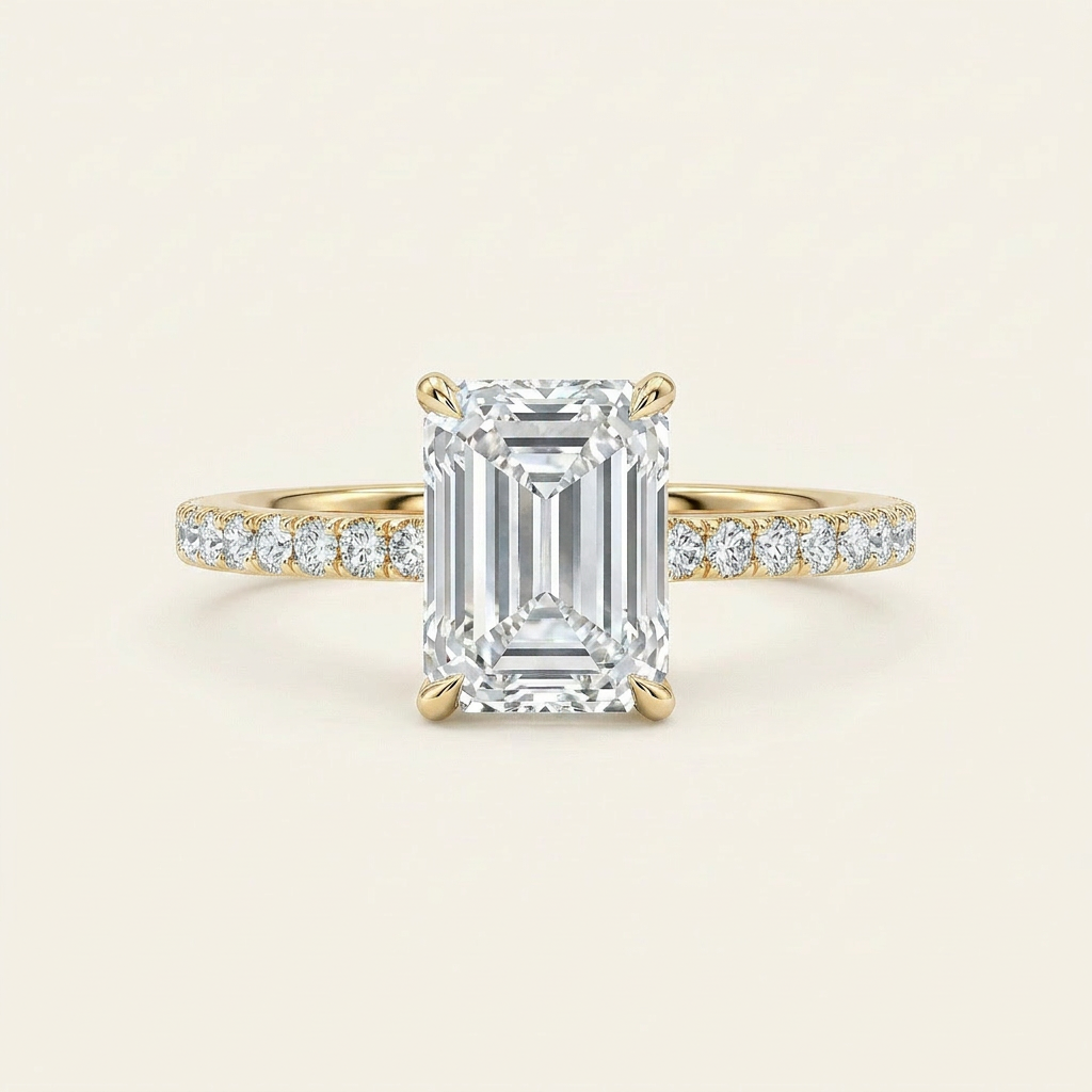 Moissanite 1.25 CT Emerald Cut Diamond Solitaire Ring