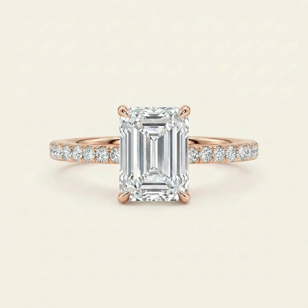 Moissanite 1.25 CT Emerald Cut Diamond Solitaire Ring