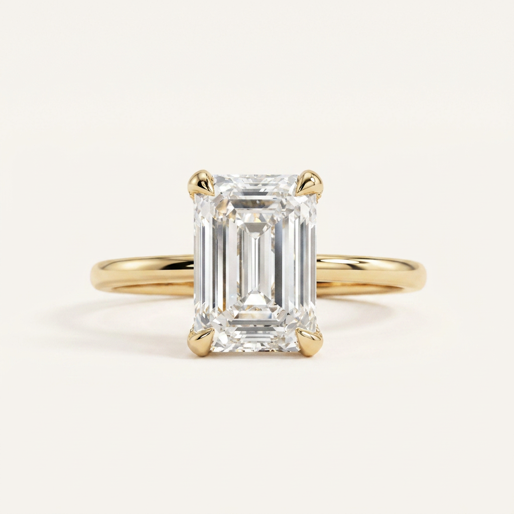 Moissanite 2.00 CT Emerald Cut Diamond Solitaire Ring (V1)