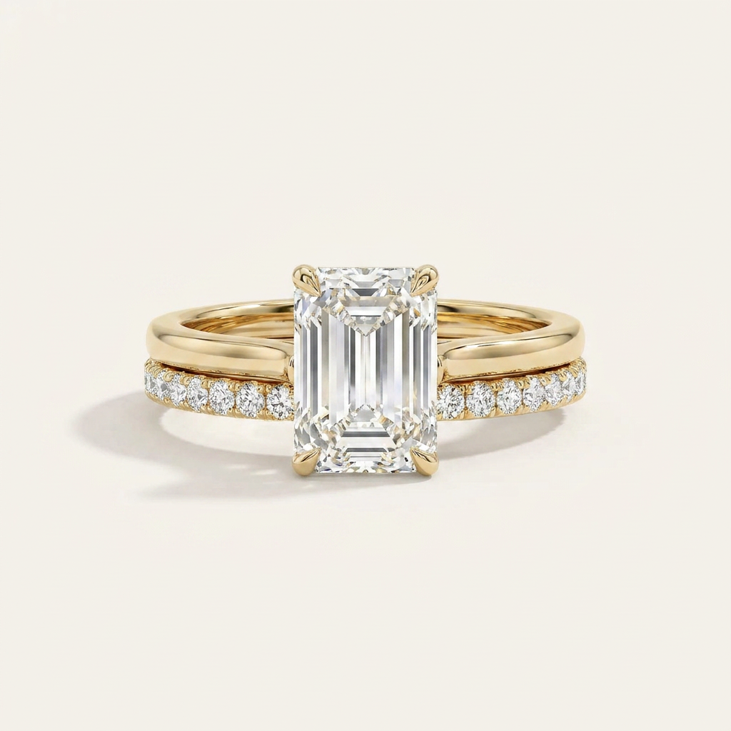 Moissanite 2.55 CT Emerald Cut Diamond Solitaire Ring