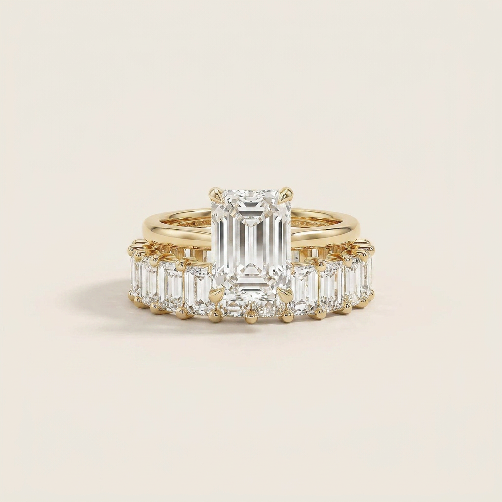 Moissanite 3.40 CT Emerald Cut Diamond Solitaire Ring