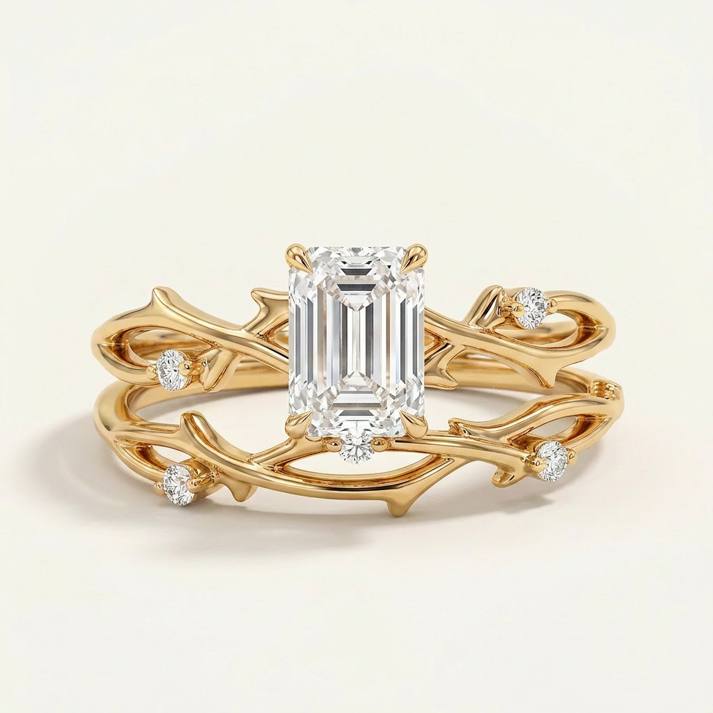 Moissanite 1.65 CT Emerald Cut Diamond Solitaire Ring