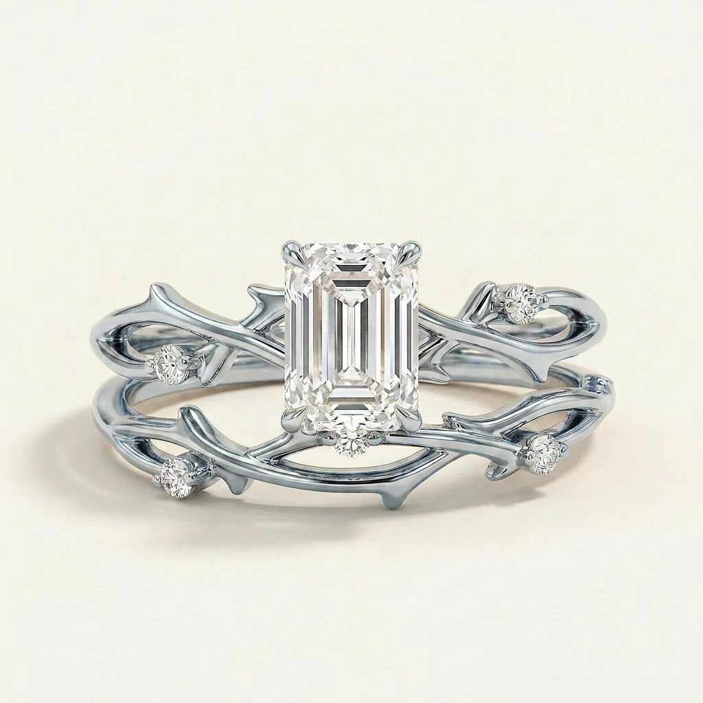 Moissanite 1.65 CT Emerald Cut Diamond Solitaire Ring