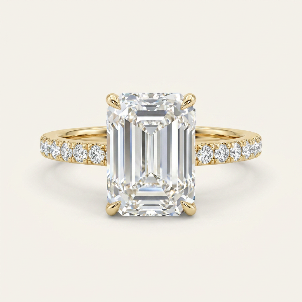 Lab Grown 1.50 CT Emerald Cut Diamond Solitaire Ring (V-Artdeco)