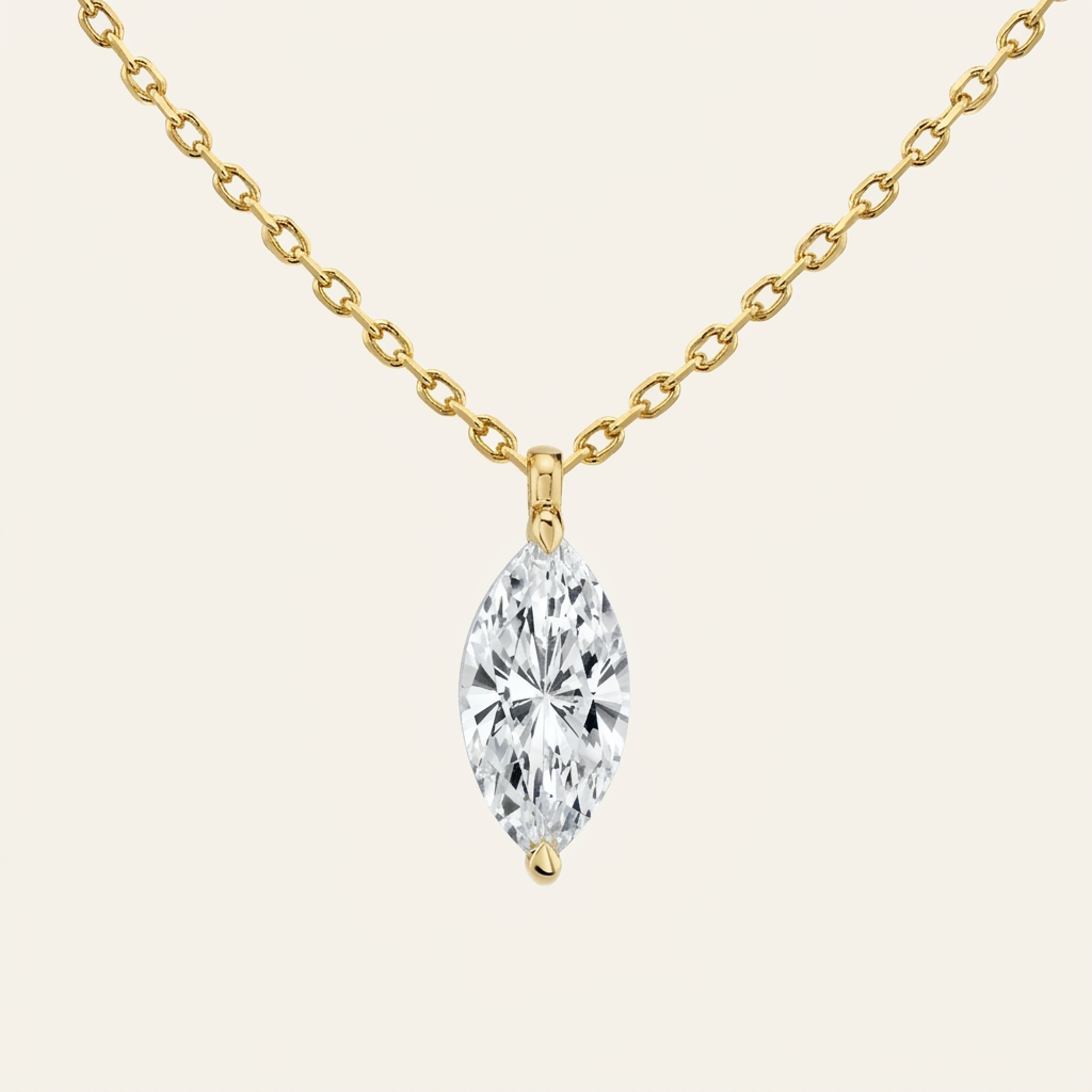 Moissanite 0.25 CT Marquise Cut Diamond Solitaire Necklace