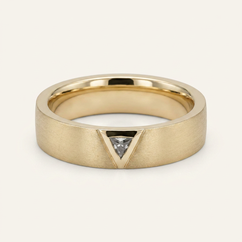 0.05 CT Triangle Cut Salt and Pepper Diamond Ring (V1)