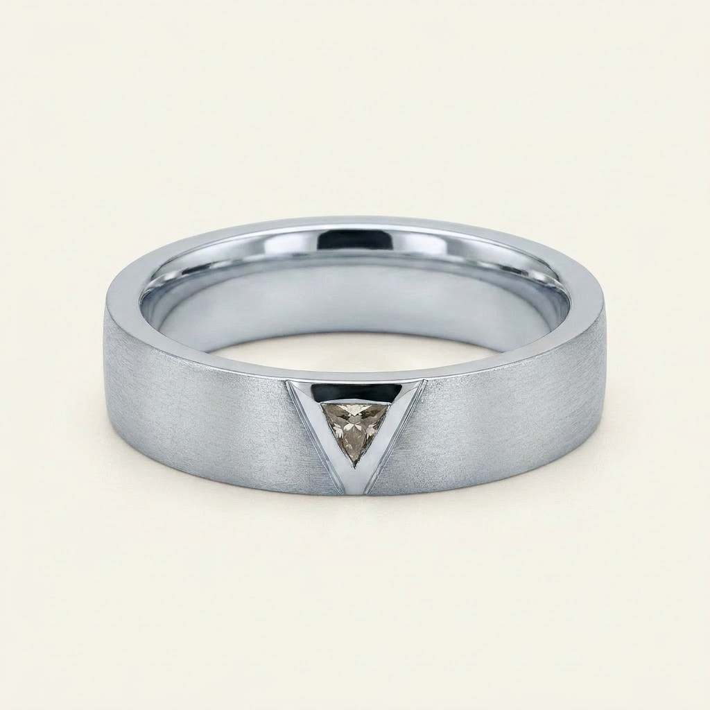 0.05 CT Triangle Cut Salt and Pepper Diamond Ring (V1)