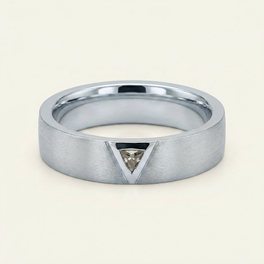 0.05 CT Triangle Cut Salt and Pepper Diamond Ring (V1)