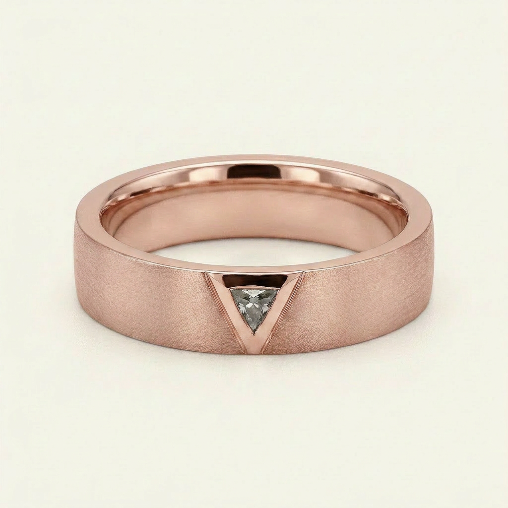 0.05 CT Triangle Cut Salt and Pepper Diamond Ring (V1)