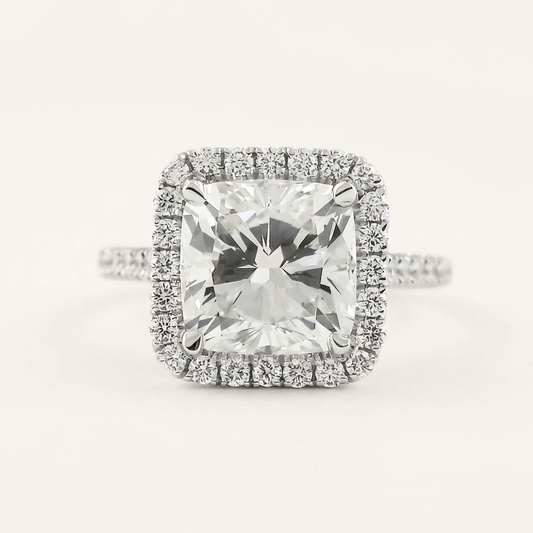 Moissanite 2.15 CT Cushion Cut Diamond Halo Ring