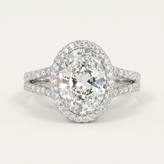 Lab Grown 1.85 CT Oval Cut Diamond Halo Ring