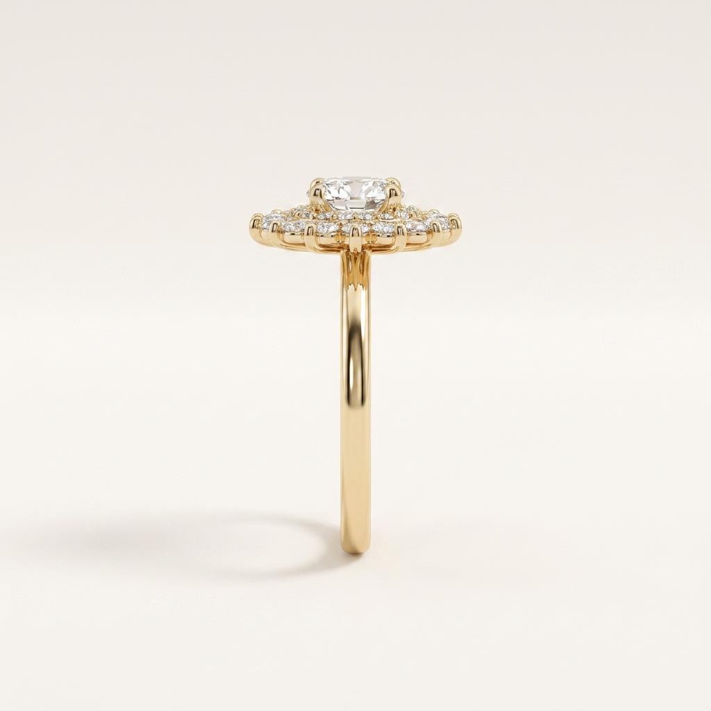 Moissanite 2.53 CT Round Cut Diamond Halo Cluster Ring