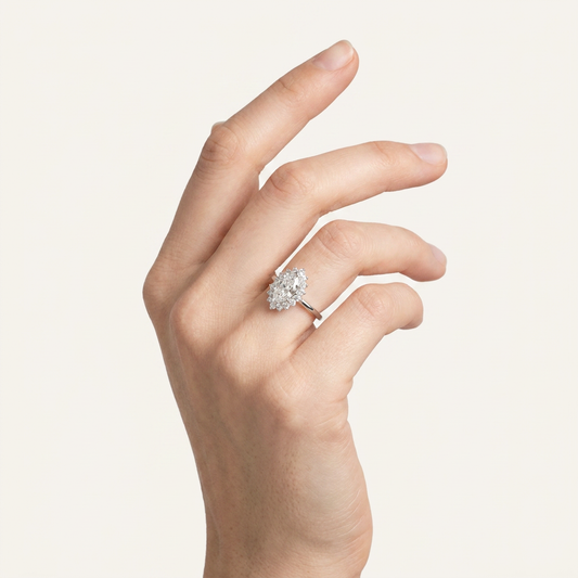 Moissanite 2.20 CT Marquise & Round Cut Diamond Halo Ring