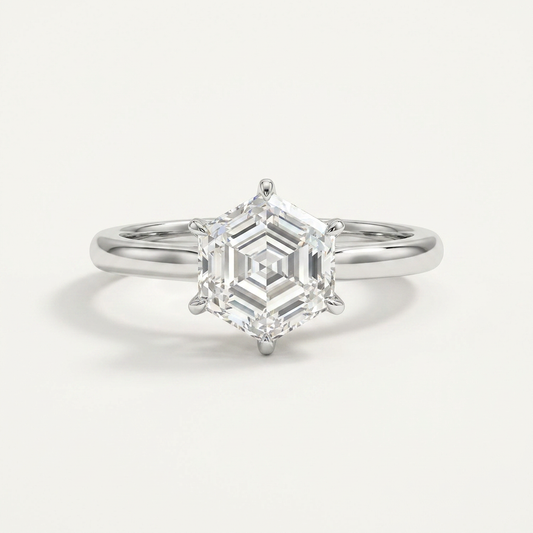 Moissanite 1.50 CT Hexagon Cut Diamond Solitaire Ring