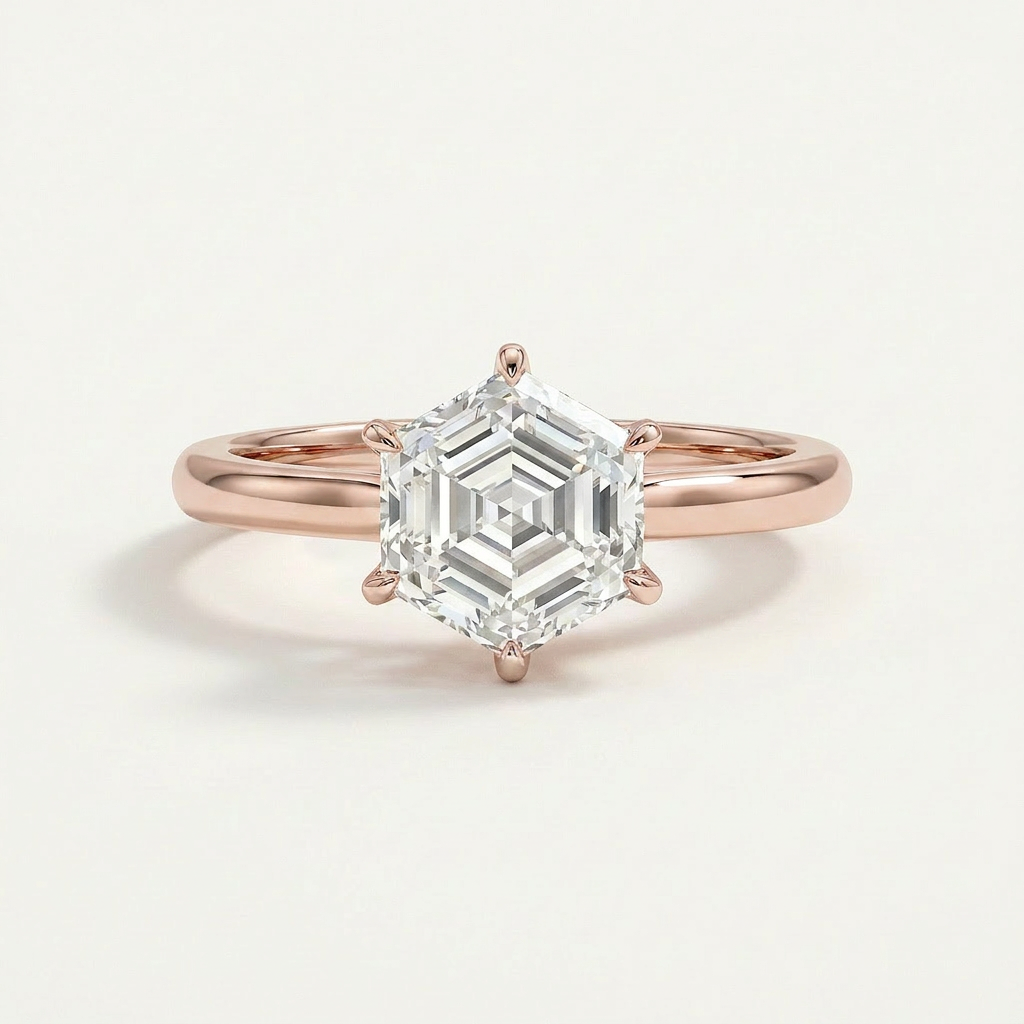 Moissanite 1.50 CT Hexagon Cut Diamond Solitaire Ring