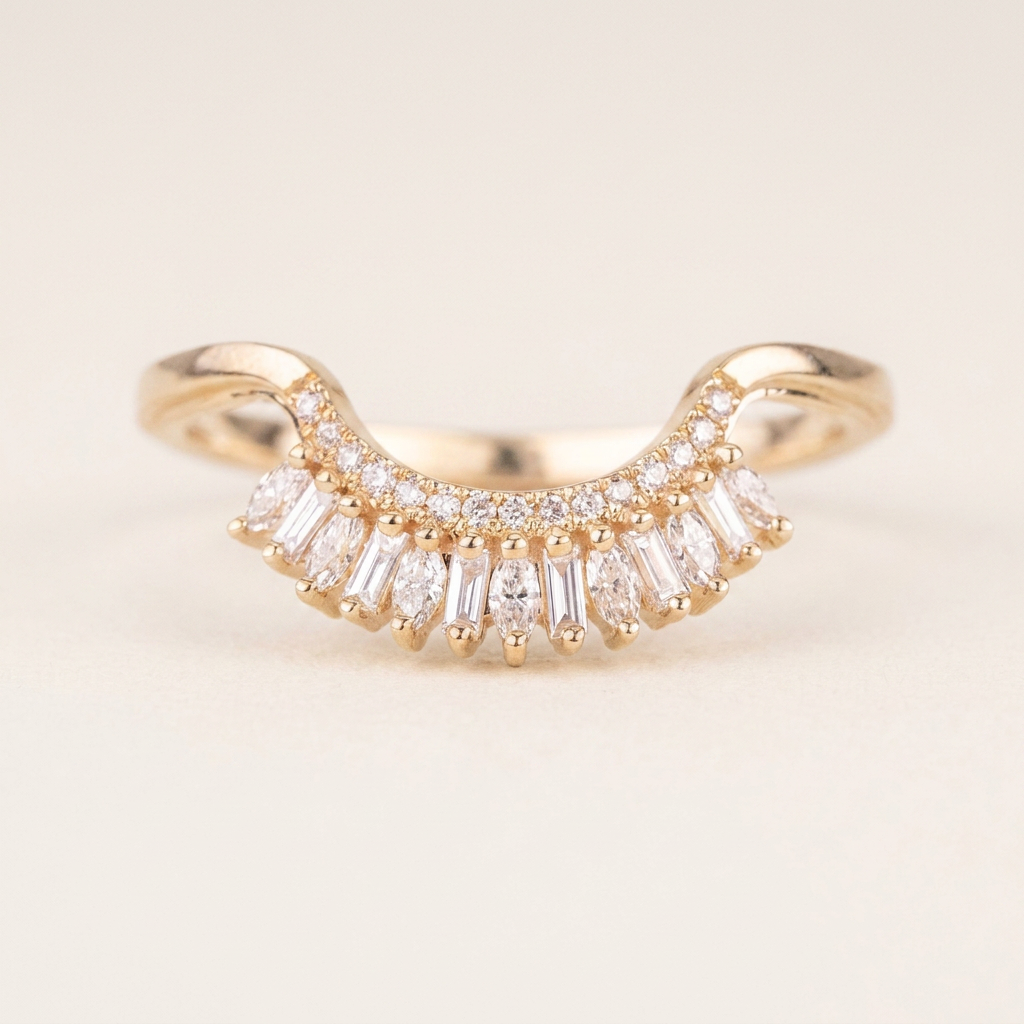 Moissanite 0.50 CT Baguette & Round Cut Diamond Ring