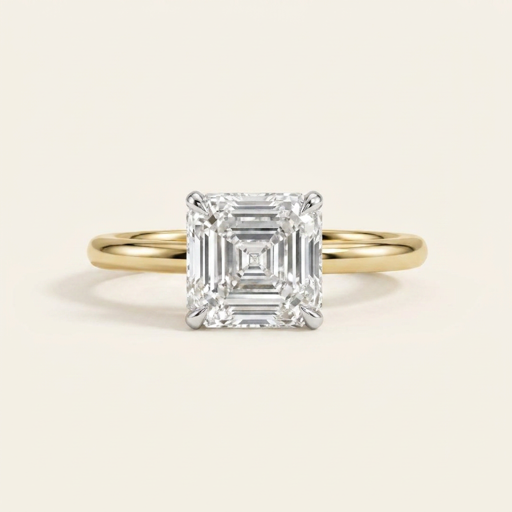 Moissanite 1.90 CT Asscher Cut Diamond Solitaire Ring