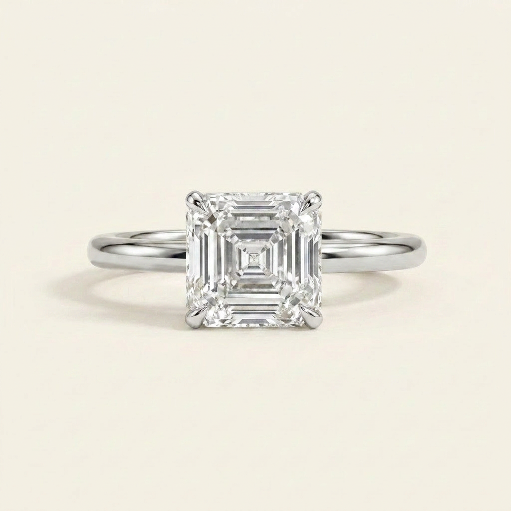 Moissanite 1.90 CT Asscher Cut Diamond Solitaire Ring