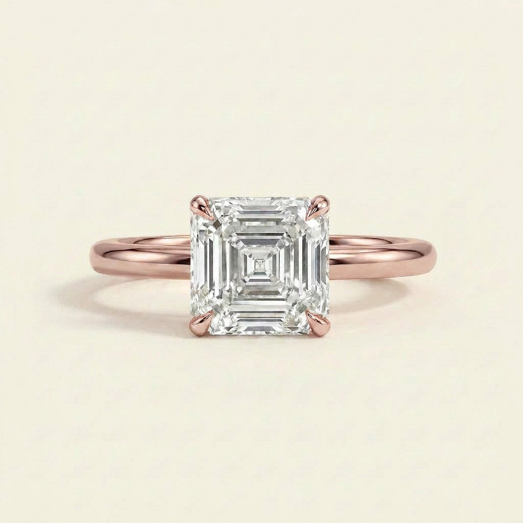 Moissanite 1.90 CT Asscher Cut Diamond Solitaire Ring