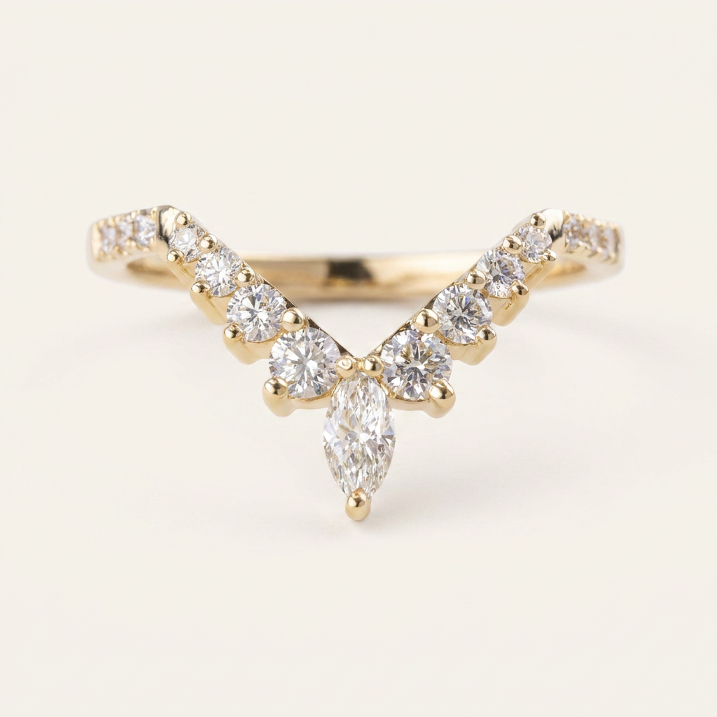 Moissanite 0.46 CT Marquise & Round Cut Diamond Ring