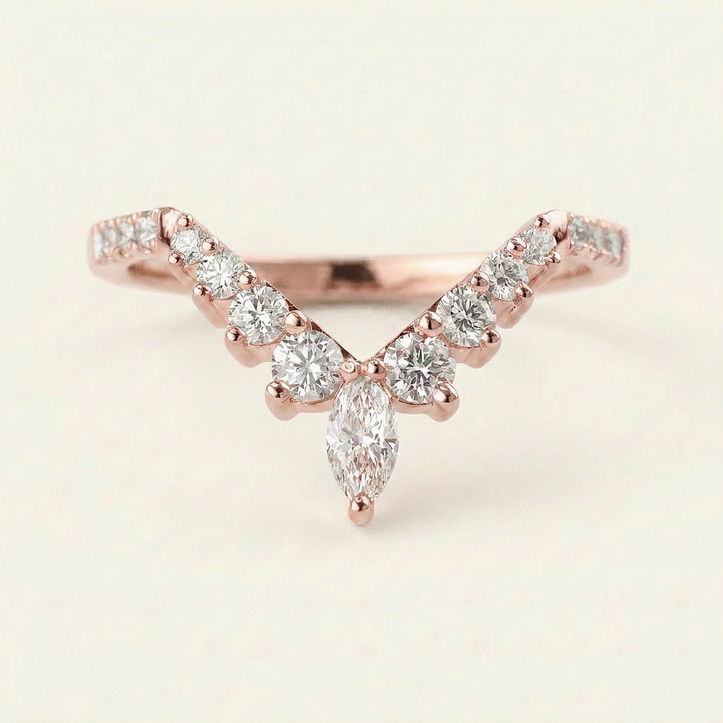 Moissanite 0.46 CT Marquise & Round Cut Diamond Ring