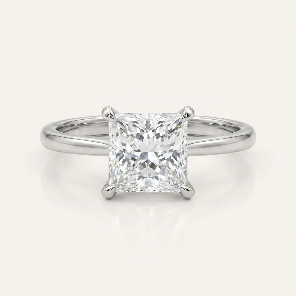 Moissanite 1.90 CT Princess Cut Diamond Solitaire Ring