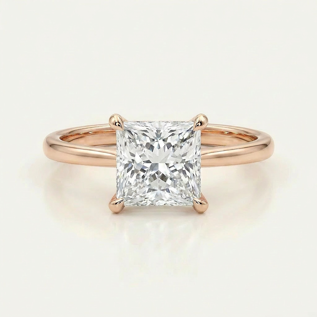 Moissanite 1.90 CT Princess Cut Diamond Solitaire Ring