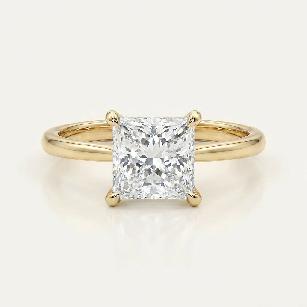 Moissanite 1.90 CT Princess Cut Diamond Solitaire Ring