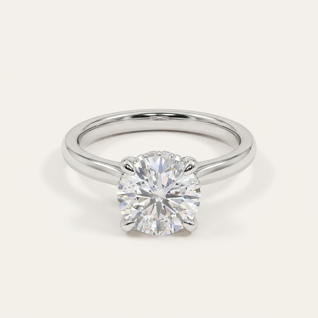 Lab Grown 2.50 CT Round Cut Diamond Hidden Halo Ring