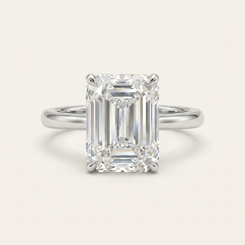 Moissanite 2.40 CT Emerald Cut Diamond Solitaire Ring