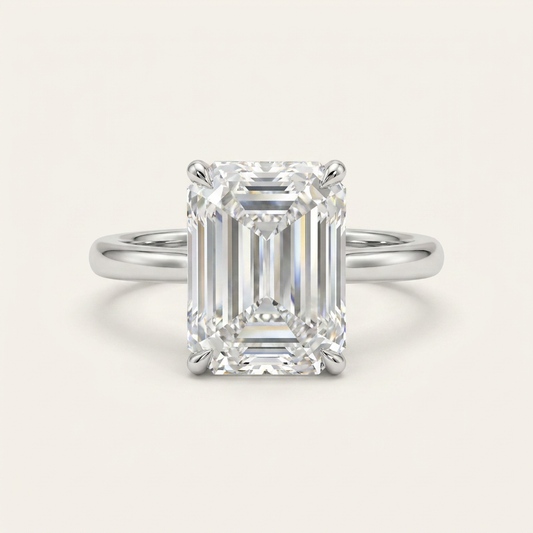 Moissanite 2.40 CT Emerald Cut Diamond Solitaire Ring