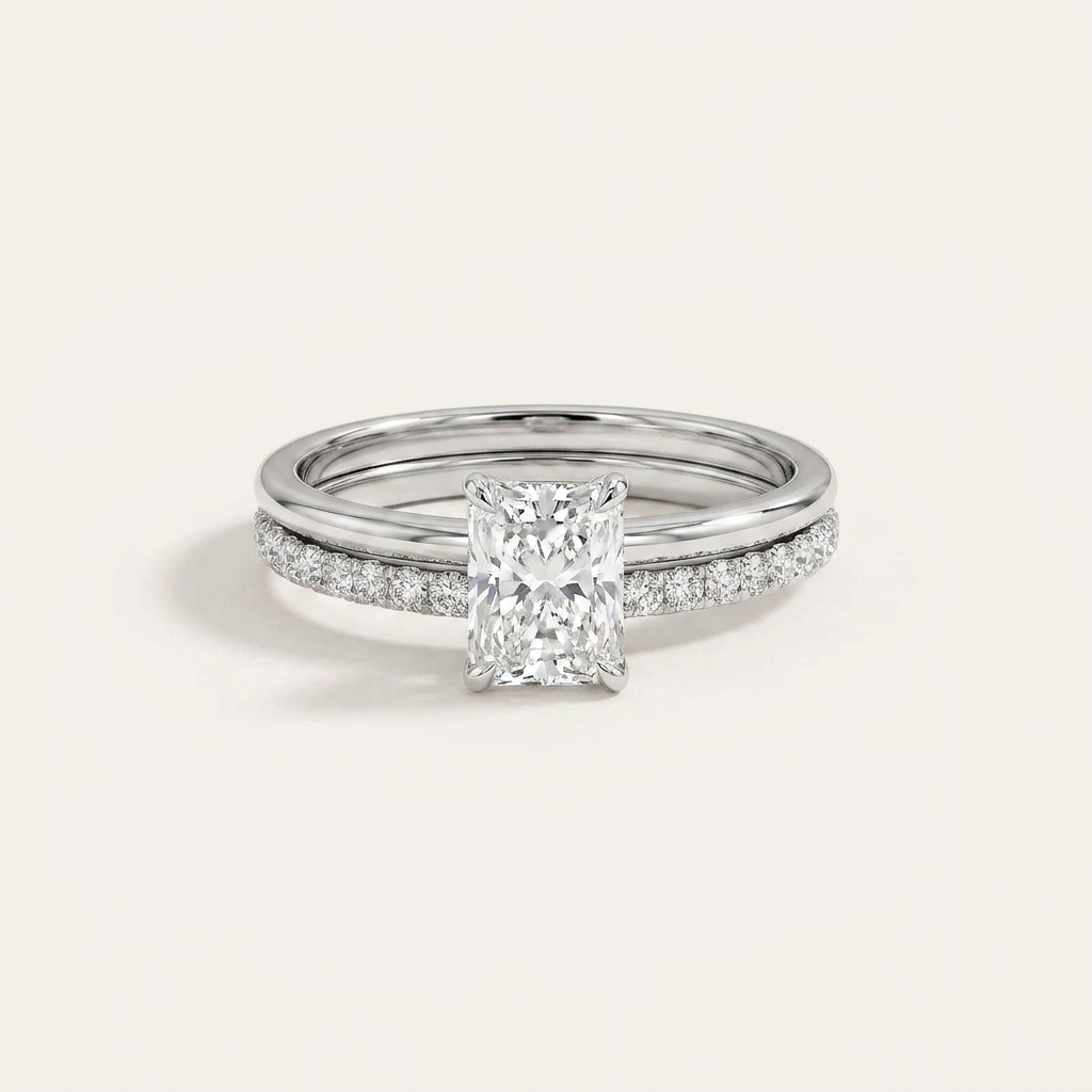 Moissanite 2.75 CT Radiant Cut Diamond Solitaire Ring (V-Edwardian)
