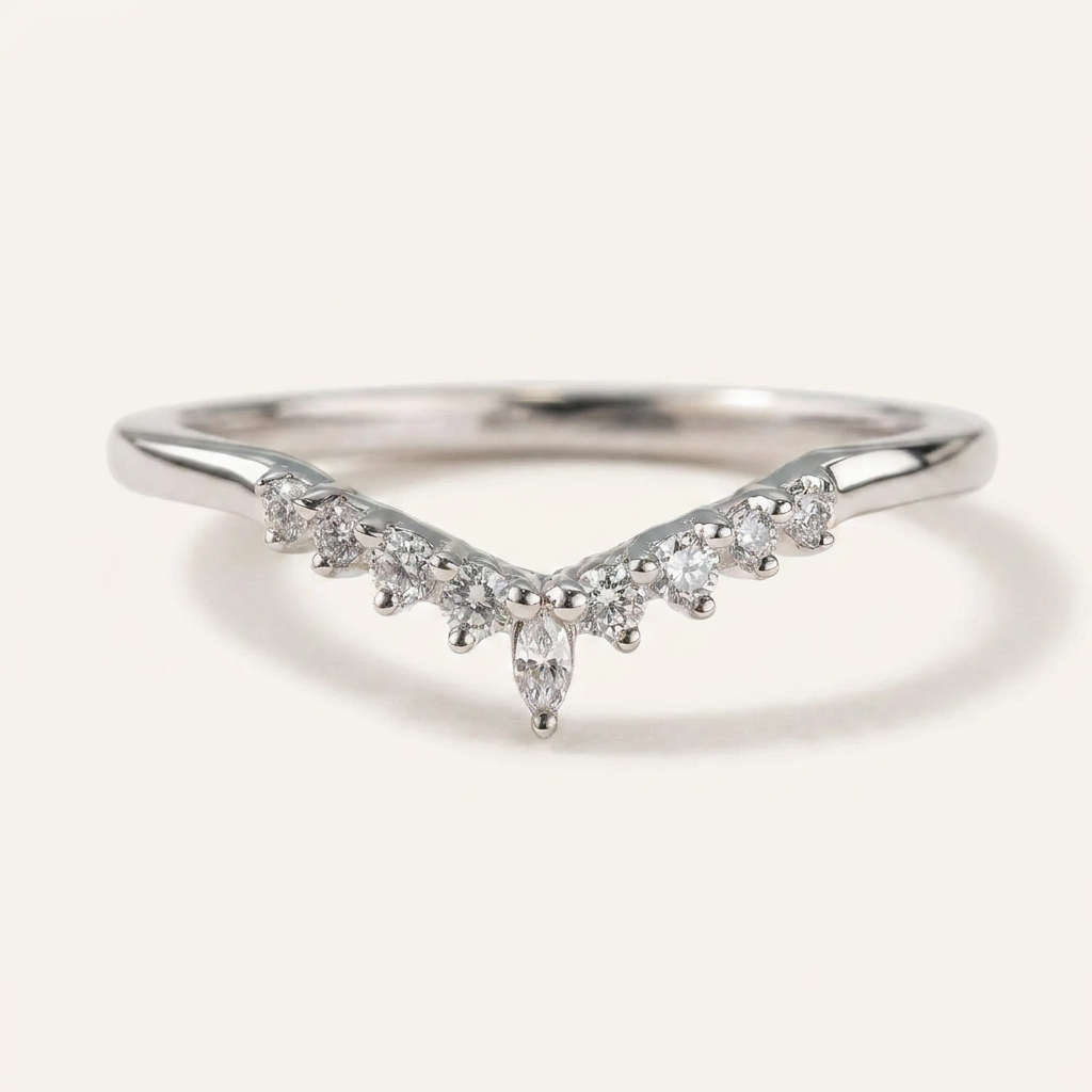 Moissanite 0.22 CT Marquise & Round Cut Diamond Ring