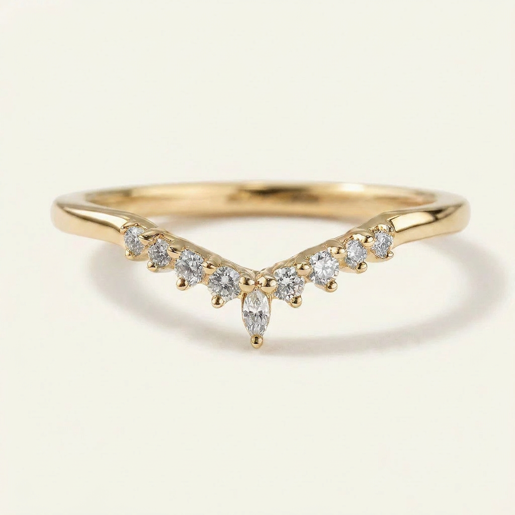 Moissanite 0.22 CT Marquise & Round Cut Diamond Ring