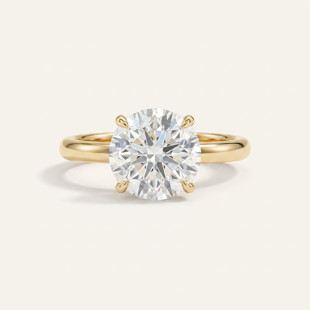 Moissanite 3.00 CT Round Cut Diamond Solitaire Ring (V-Artnouveau)
