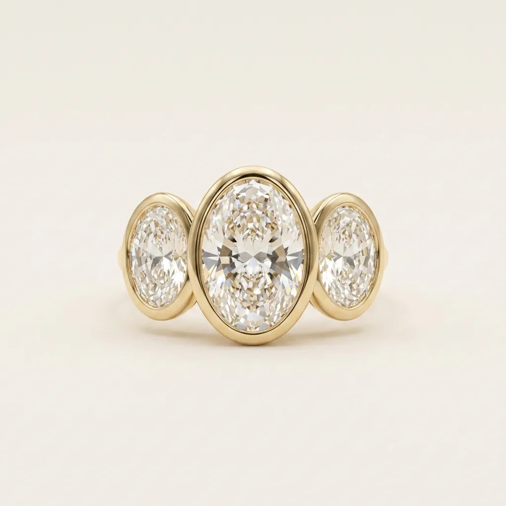Moissanite 3.60 CT Oval Cut Diamond Three Stone Ring
