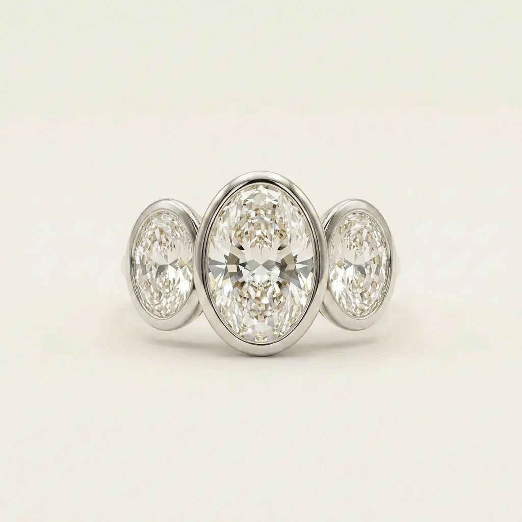 Moissanite 3.60 CT Oval Cut Diamond Three Stone Ring
