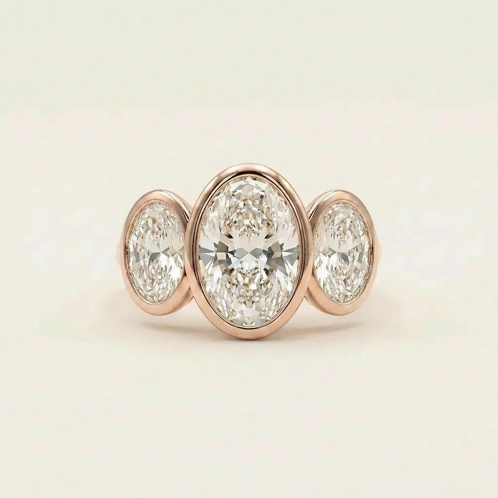 Moissanite 3.60 CT Oval Cut Diamond Three Stone Ring