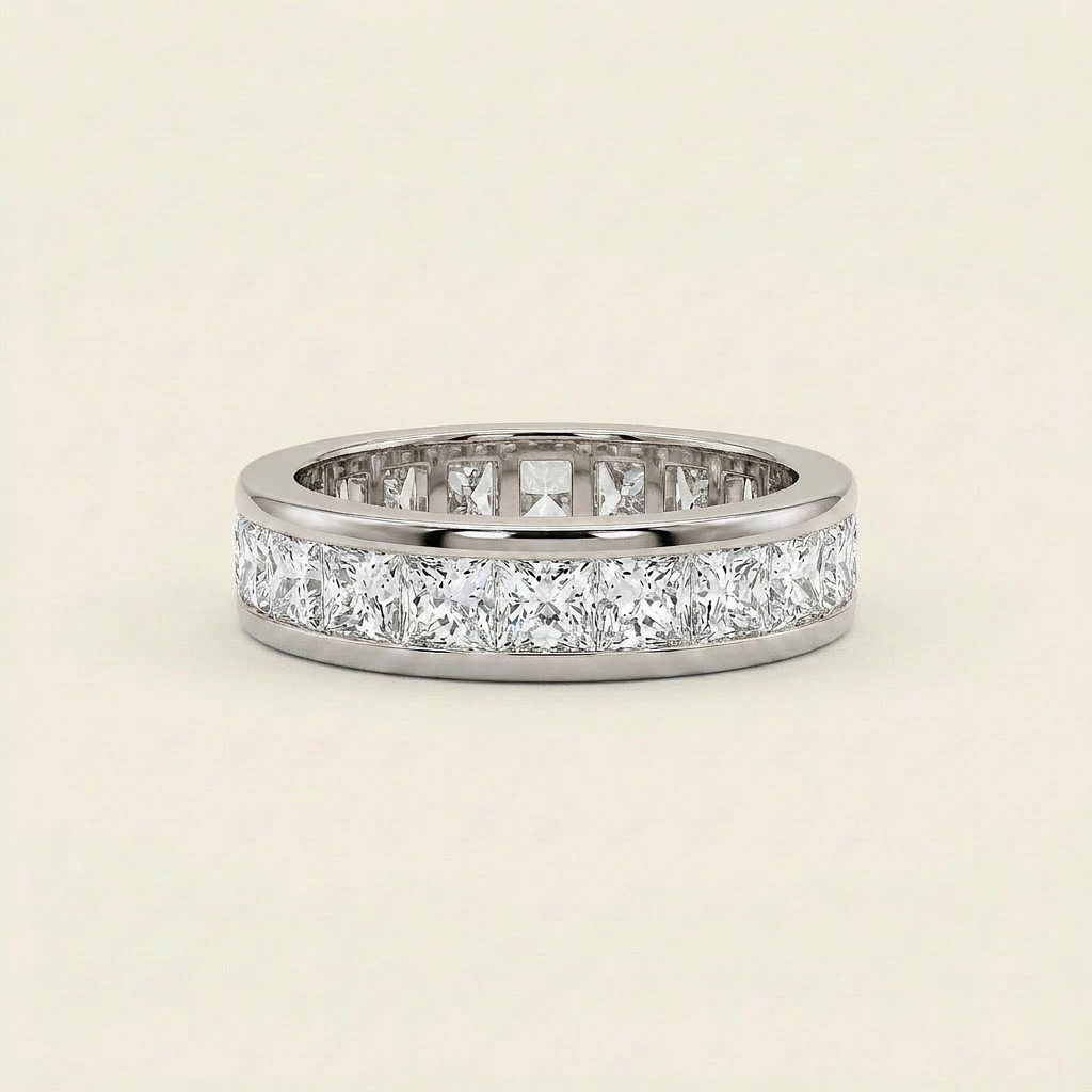 Moissanite 4.16 CT Princess Cut Diamond Ring