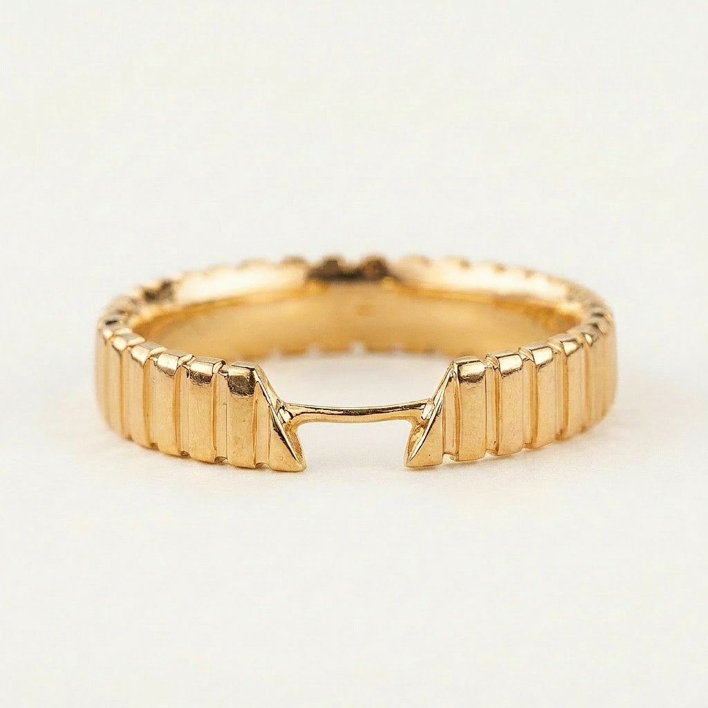 Notched Cuff Plain Wedding Band