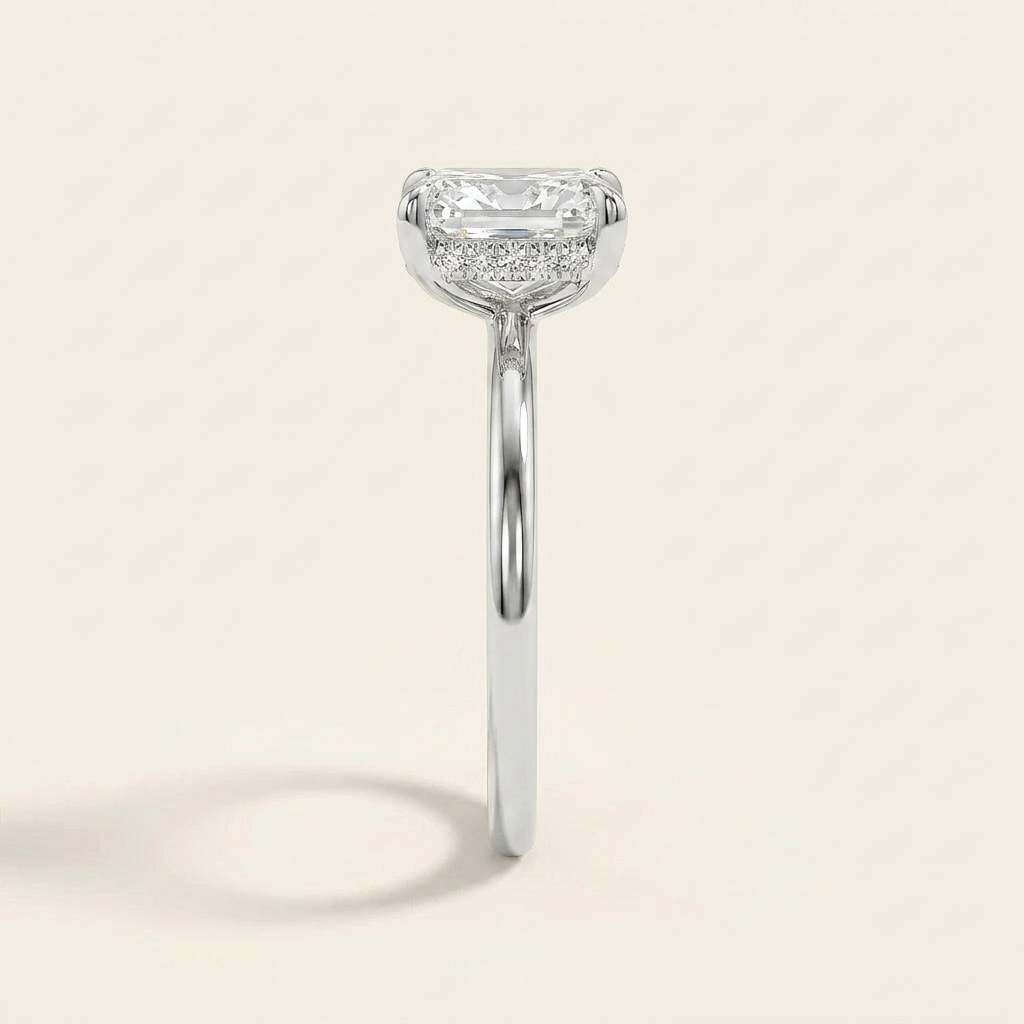 Moissanite 3.10 CT Radiant Cut Diamond Solitaire Ring (V-Brutalist)