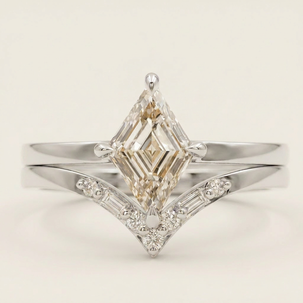 1.40 CT Lozenge Cut Salt and Pepper Diamond Solitaire Ring
